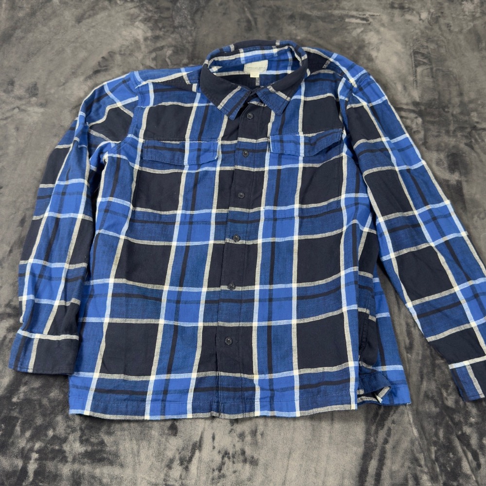 American Eagle Flannel Shirt Mens XXL Blue Plaid Long Sleeve Cotton Button Down